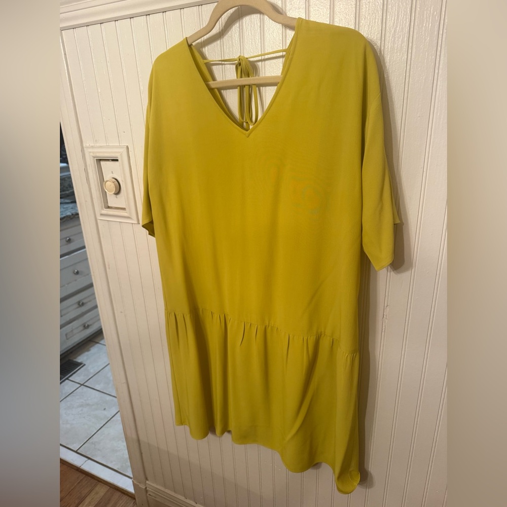 Eileen Fisher Yarrow Tencel viscose Crepe Drop Waist Small Dress